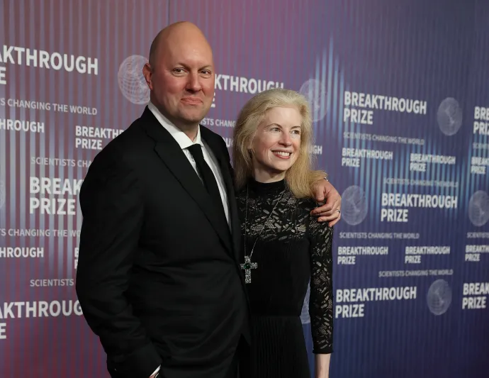 Marc Andreessen és felesége, Laura, a Breakthrough Prize díjátadó ünnepségén, Los Angelesben, 2024. április 13-án – Fotó: Tayfun Coskun / Anadolu / AFP