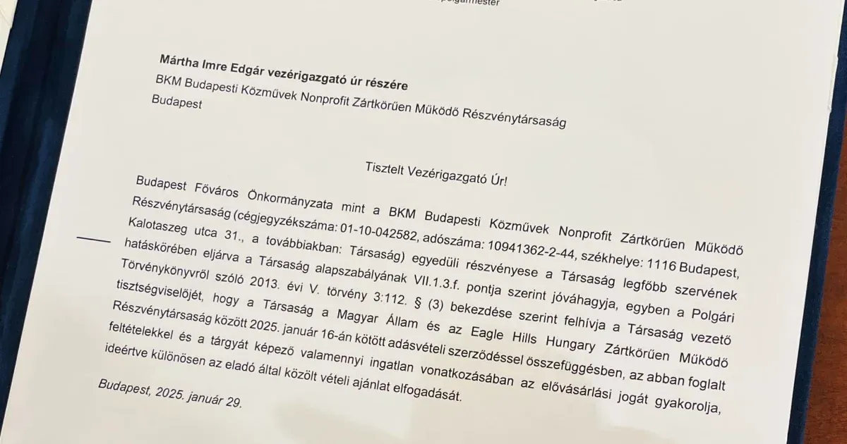 Karácsony levélben utasította a fővárosi közműcéget, hogy az éljen a Rákosrendezőre vonatkozó elővásárlási jogával