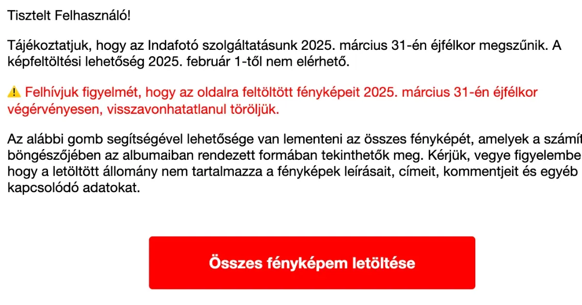 Megszűnik az Indafotó, több mint 13 millió fotót törölnek március végén