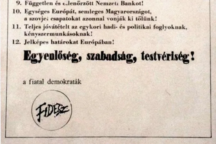A Fidesz 1990-ben is átírta a 12 pontot, hasonlítsuk össze ezt most Orbán Viktor mai 12 pontjával