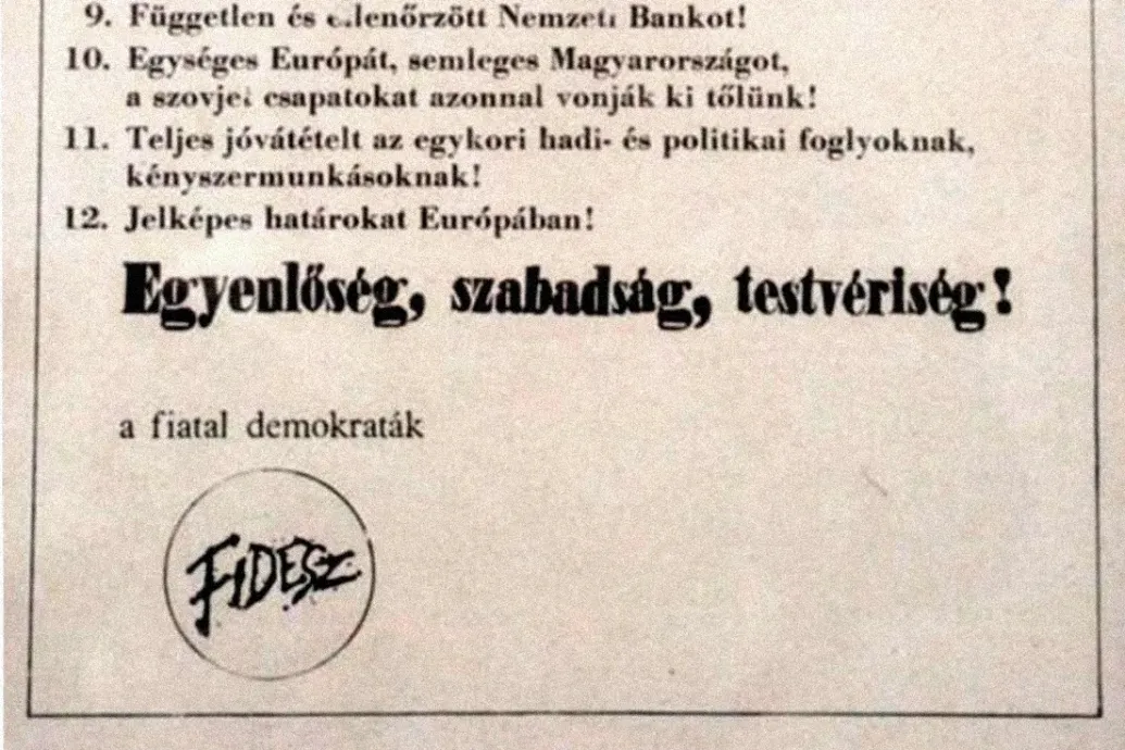 A Fidesz 1990-ben is átírta a 12 pontot, hasonlítsuk össze ezt most Orbán Viktor mai 12 pontjával – Forrás: Telex.hu