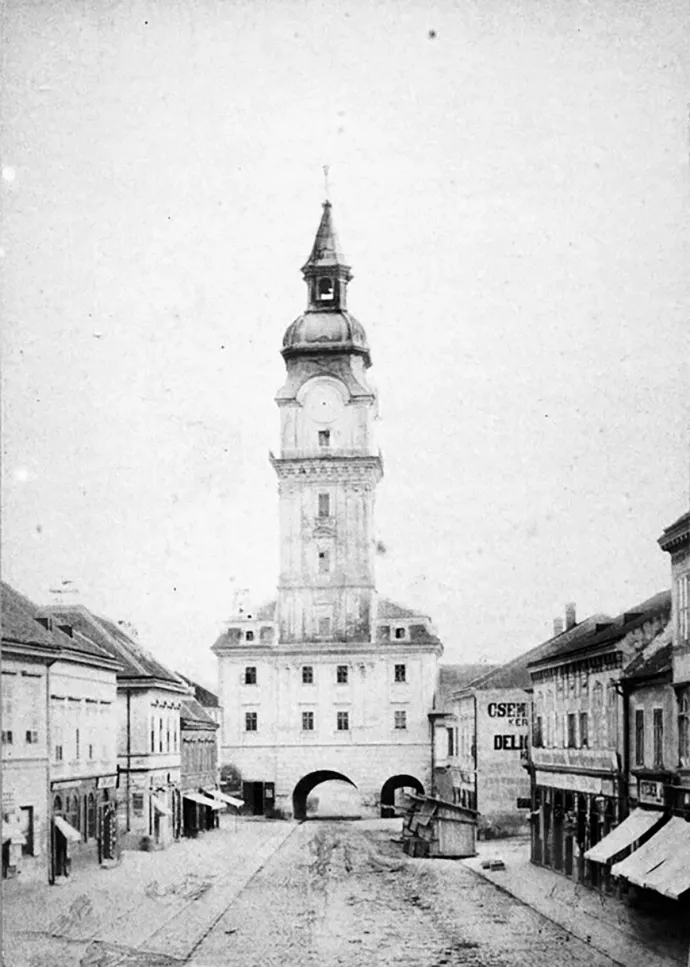 A győri Tűztorony 1875 körül – Forrás: Régi Győr