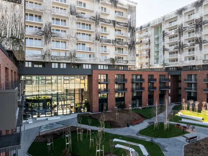 Belső udvar a Metrodom Greenben. Kép: Metrodom