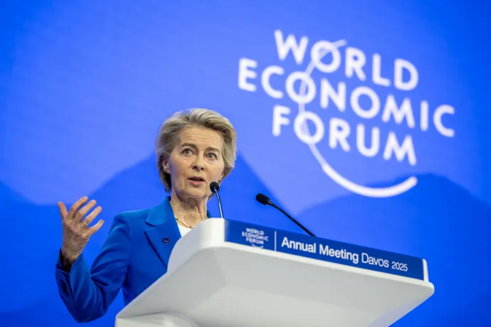 Ursula von der Leyen a Világgazdasági Fórum (WEF) éves találkozóján Davosban – Fotó: Fabrice Coffrini / AFP