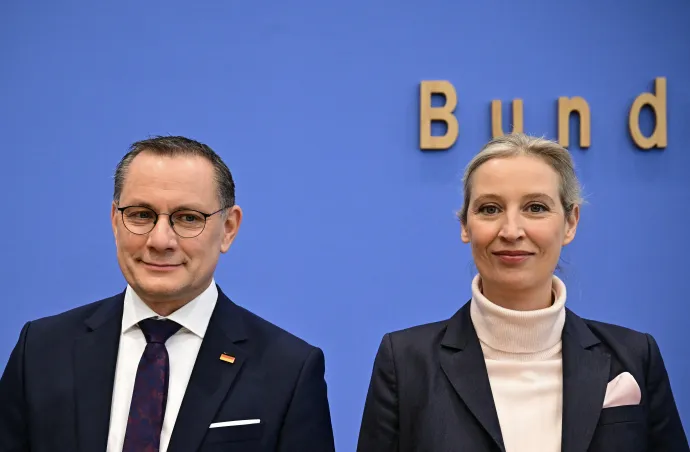 Tino Chrupalla és Alice Weidel, az AfD társelnökei – Fotó: Tobias Schwarz / AFP or licensors