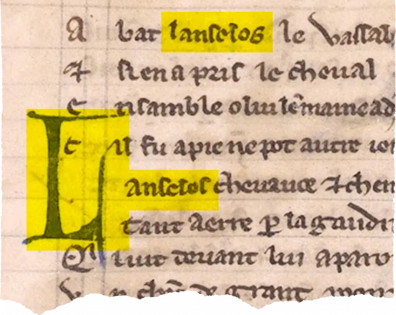Lancelos és Lancelot egy 13. század közepi kéziratban – Fotó: MS A Chantilly 472 (Musée Condé). France, Chantilly, fonds principal, 0472 (626) (integral)