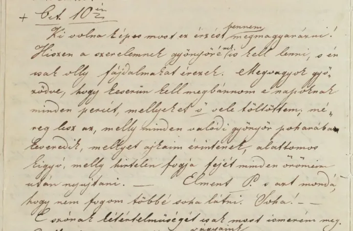 Szendrey Júlia leánykori naplójának 1846. október 10-ei bejegyzése – Forrás: MNM KK – OSZK, Kézirattár, Fond VII/190.