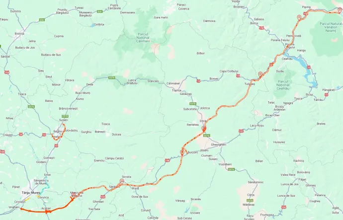 Az A8-as autópálya nyomvonala – Forrás: Pro Infraștructura