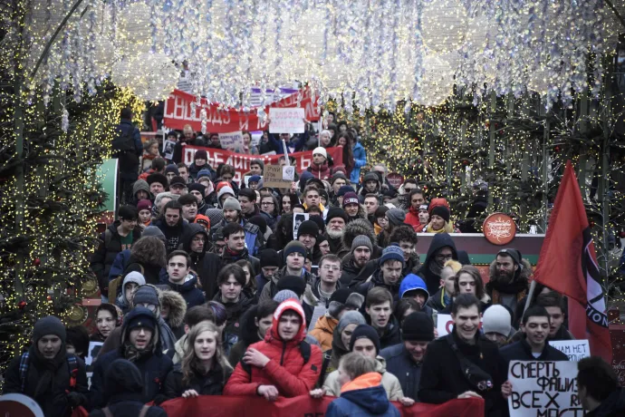 Putyin alkotmánymódosítása elleni tüntetés Moszkvában 2020. január 19-én – Fotó: Alexander Nemenov / AFP