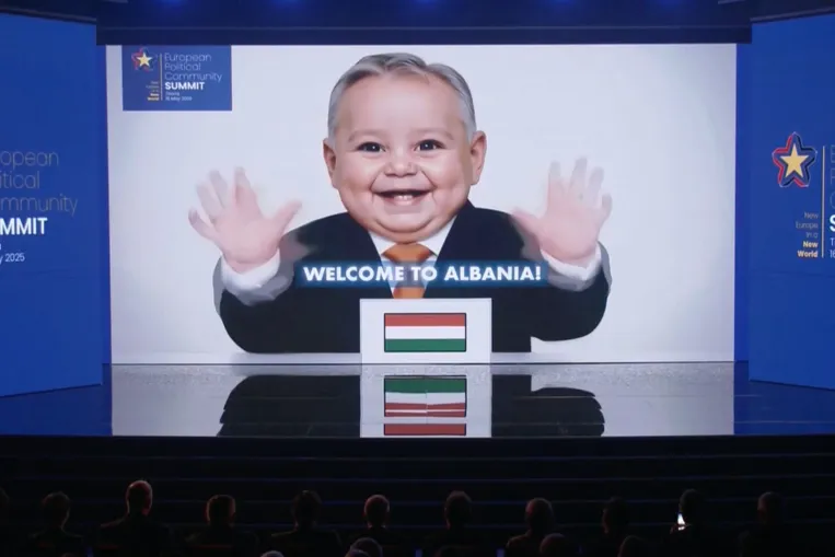 Íme a Bébiorbán: MI-generált csecsemőkkel köszöntötték a vezetőket az albániai csúcstalálkozón