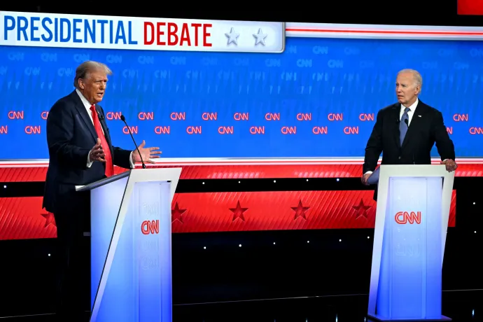 Trump és Biden televíziós vitája 2024. június 27-én – Fotó: Andrew Caballero-Reynolds / AFP