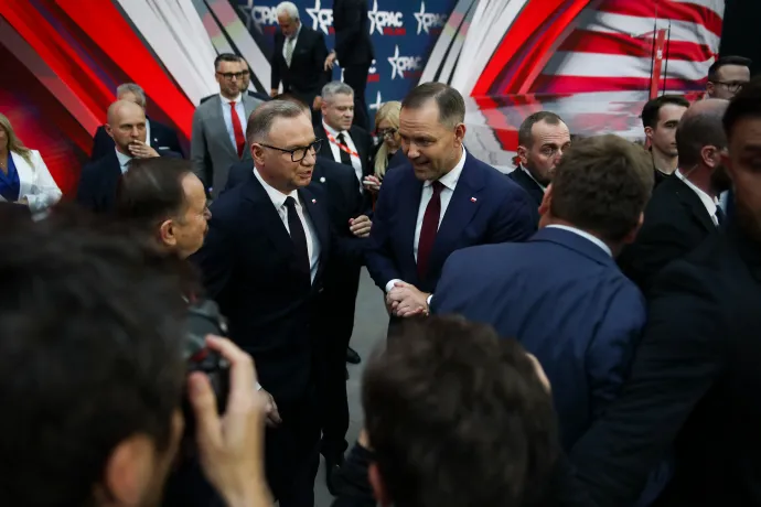 Andrzej Duda és Karol Nawrocki a rzeszówi CPAC konferencián – Fotó: Klaudia Radecka / NurPhoto / AFP