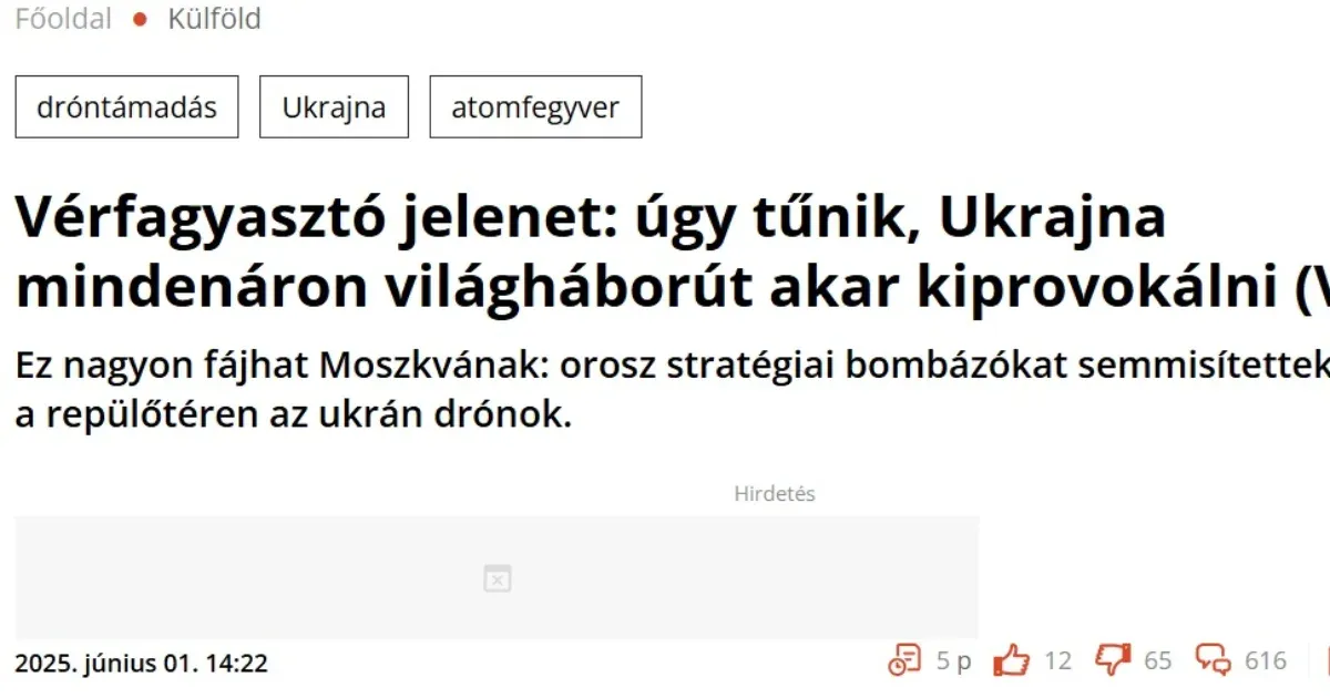 Először atombombázó oroszokról írt a Mandiner, aztán gyorsan átírta a címet világháborút akaró ukránokra