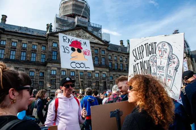 Rasszizmusellenes tüntetés Amszterdamban 2025. március 22-én – Fotó: Romy Arroyo Fernandez / NurPhoto / AFP