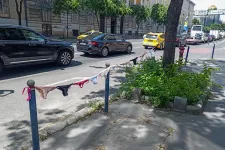 Szalaggal összekötött bugyik jelentek meg a Mediaworks székháza előtt