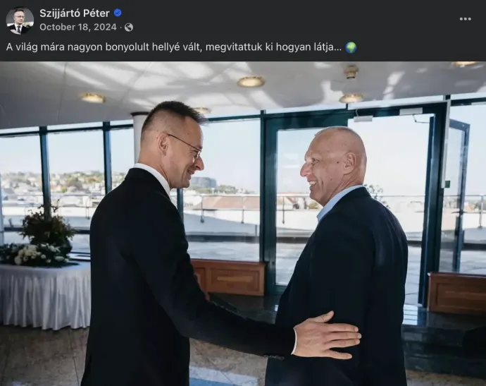 Szijjártó's post about Spöttle on his Facebook page