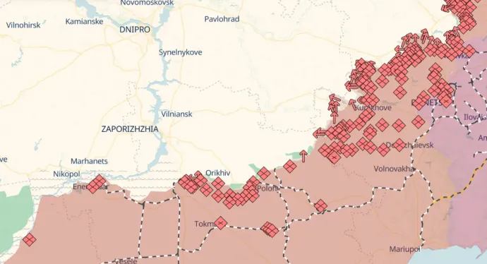 Dnyipropetrovszk megye keleti határán az orosz erők június 17-én – Forrás: Deepstatemap