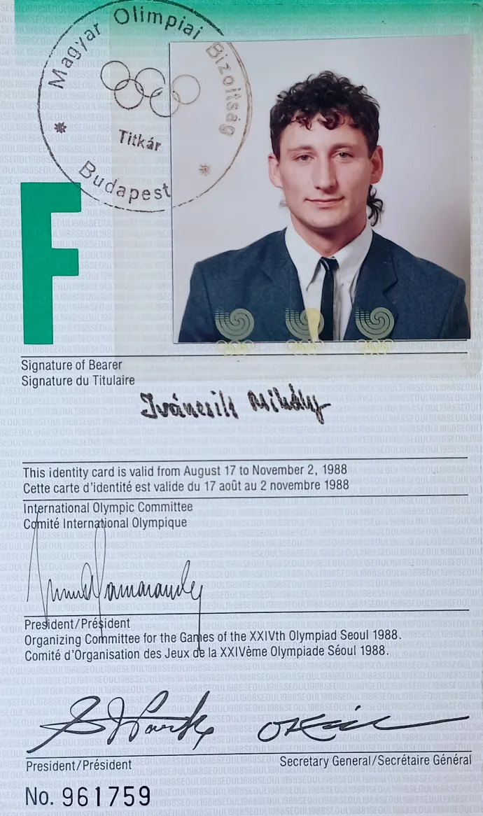 Iváncsik olimpiai belépőkártyája az 1988-as szöuli olimpián – Fotó: Iváncsik Mihály archívuma