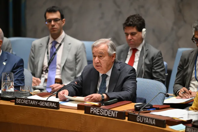 António Guterres az ENSZ Biztonsági Tanácsának ülésén – Fotó: Angela Weiss / AFP
