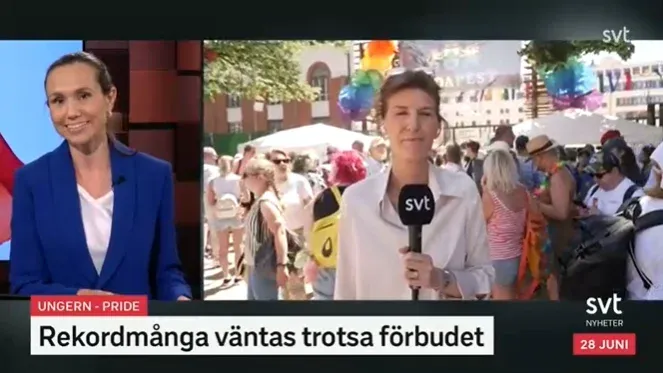 A svéd köztévé helyszíni bejelentkezése a Pride-ról