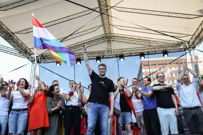 Budapest Mayor Gergely Karácsony on stage during the 2025 Budapest Pride – Photo: István Huszti / Telex