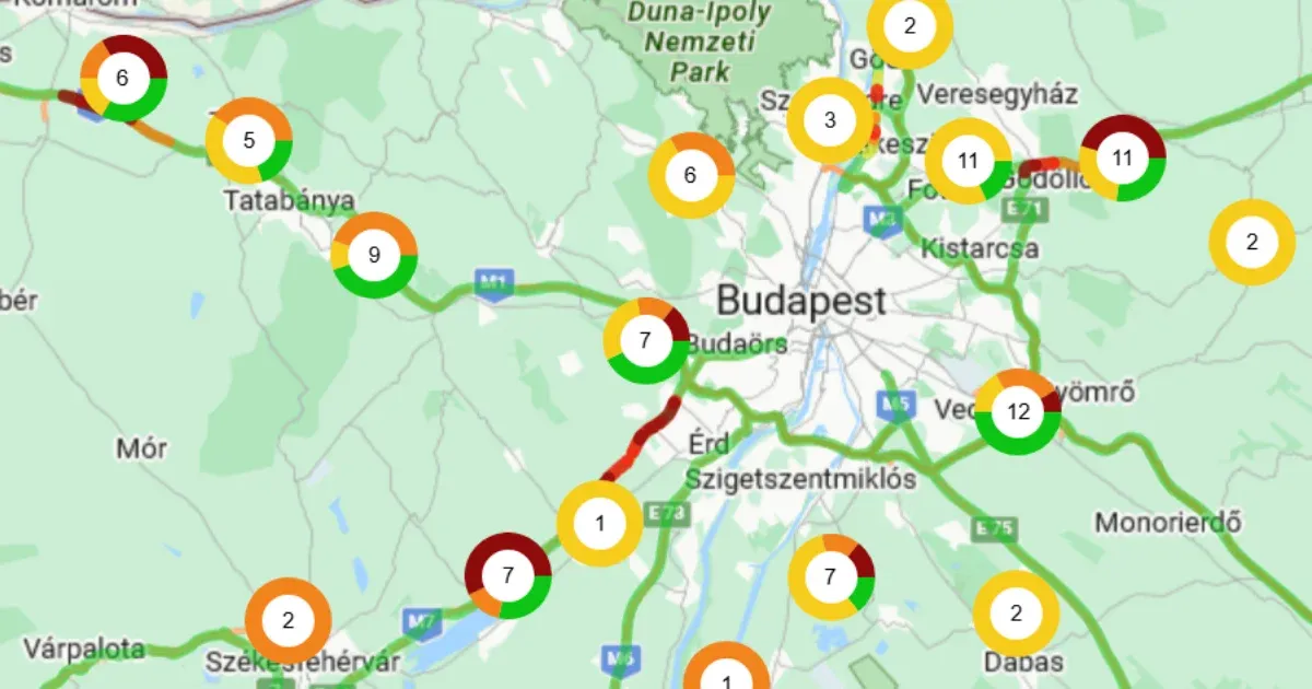 Torlódás az M7-esen és az M1-esen, lezárják a dunaújvárosi Duna-hidat