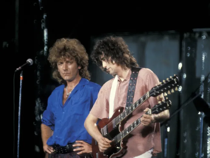 Robert Plant és Jimmy Page a színpadon 1985-ben – Fotó: Ron Galella / Getty Images