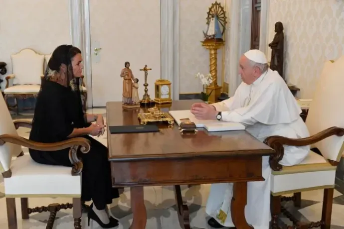 Katalin Novák at a private audience with Pope Francis. Source: sandorpalota.hu