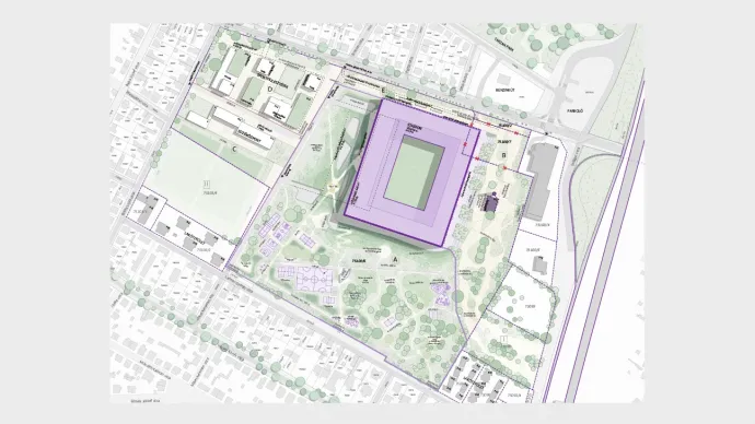 A lakossági fórumon felvázolt terv, illetve a területre tervezett közpark látványterve -Fotó: Mol-csoport