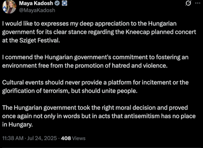 Fotó: X / Maya Kadosh