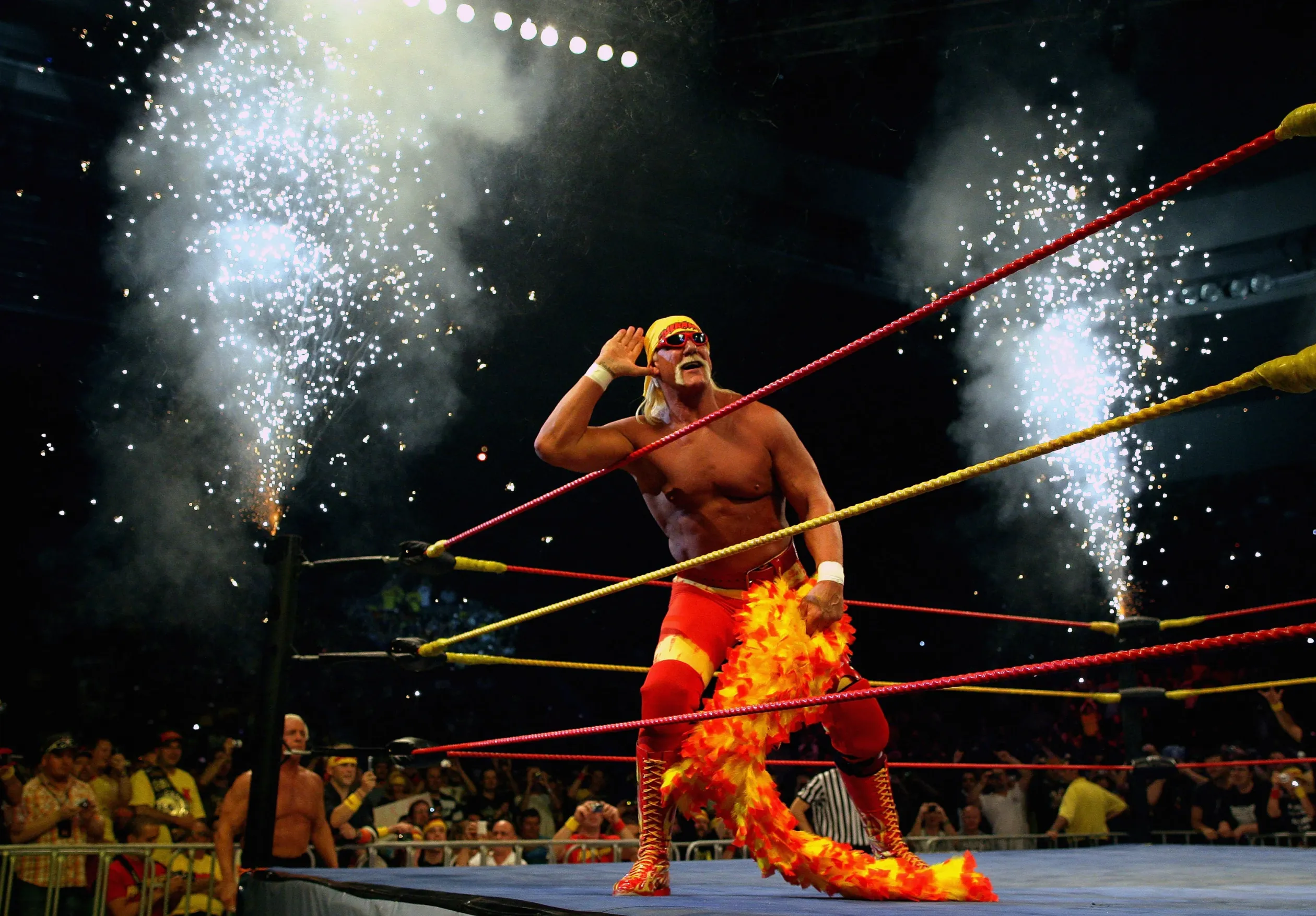 Hulk Hogan hergeli a közönséget a Hulkamania Tour melbourne-i állomásán 2009-ben – Fotó: Mark Dadswell / Getty Images