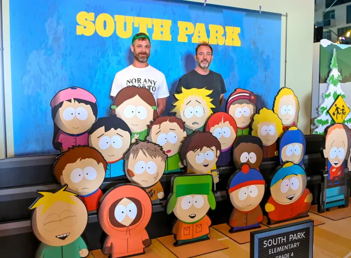 Matt Stone és Trey Parker a Paramount rendezvényén a San Diego Comic-Conon 2025. július 24-én – Fotó: Jon Kopaloff / Getty Images / AFP