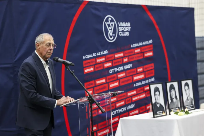 Gulyás László a Vasas SC közelmúltban elhunyt legendás kézilabdázói tiszteletére rendezett megemlékezésen 2025-ben – Fotó: Hegedüs Róbert / MTVA 