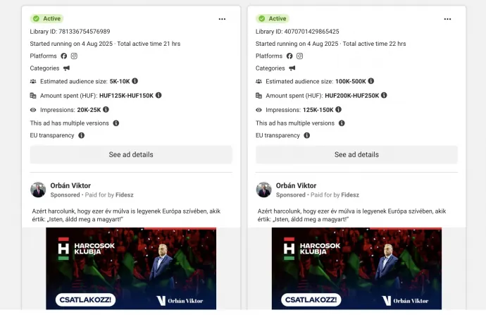 Forrás: Meta Ad Library