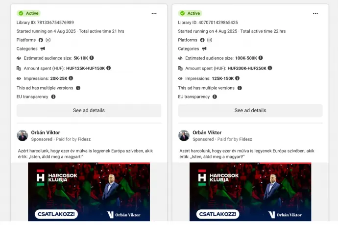 Fizetett hirdetésben buzdít belépésre a Harcosok Klubjába a Fidesz