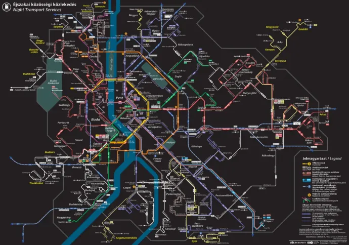 Budapest jelenlegi éjszakai közlekedése – Forrás: BKK 