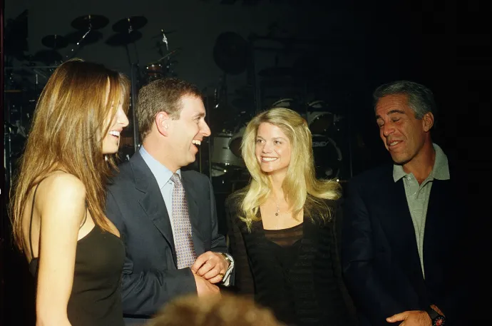 Melania Trump, András herceg, Gwendolyn Beck és Jeffrey Epstein egy partin a Mar-a-Lago klubban, Palm Beachen, Florida államban, 2000. február 12-én – Fotó: Davidoff Studios / Getty Images
