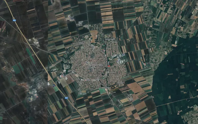 Hajdúböszörmény város térképe 2025-ben – Forrás: Google Earth