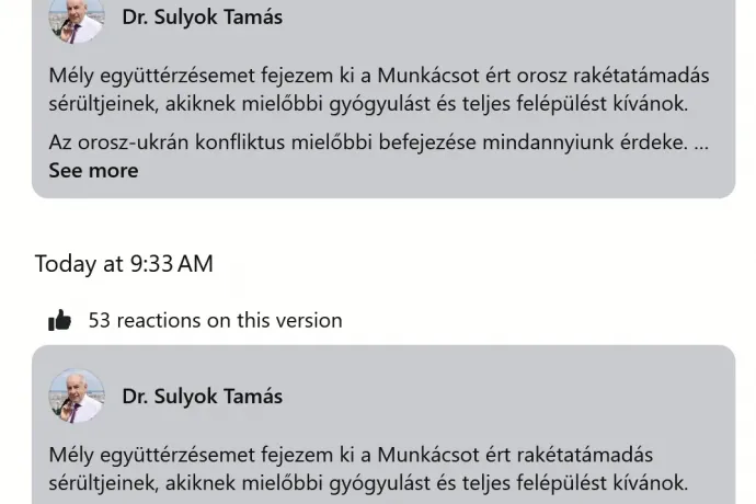 Sulyok törölte az „orosz” szót a munkácsi orosz légitámadásról szóló bejegyzéséből