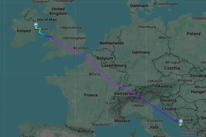 Brač érintésével repült Budapestről Dublinba egy magánrepülő pénteken