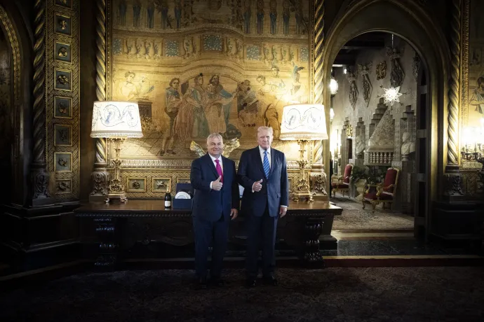 Orbán Viktor és Donald Trump találkozója Mar-a-Lagóban 2024. július 11-én – Fotó: Fischer Zoltán / Miniszterelnöki Sajtóiroda / MTI
