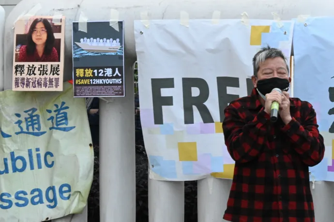 Zhang Zhan fotója egy 2020-as tüntetésen Hongkongban – Fotó: Peter Parks / AFP 