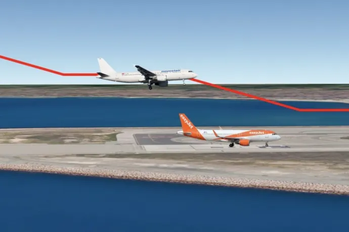 Vészesen közel került egymáshoz két repülőgép Nizzában