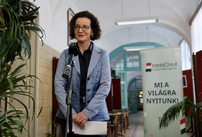 Horváth Zita, a Miskolci Egyetem rektora a Pannónia Ösztöndíjprogram sajtótájékoztatóján, 2025. február 21-én – Fotó: Vajda János / MTI