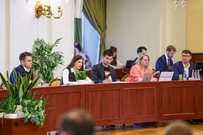 Szentkirályi Alexandra a közgyűlésen – Fotó: Melegh Noémi Napsugár / Telex