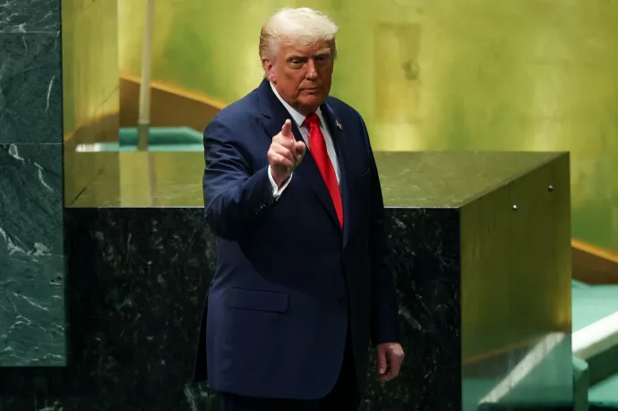 Donald Trump a 80. ENSZ Közgyűlésen tartott beszéde után – Fotó: Mike Segar / Reuters