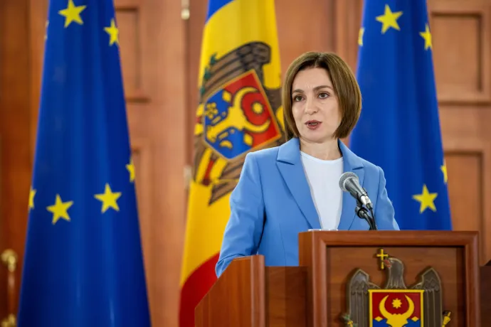 Chisinau, 2025. szeptember 29. Maia Sandu moldovai elnök nyilatkozik a sajtó képviselőinek Chisinauban a moldovai parlamenti választások másnapján, 2025. szeptember 29-én, – Fotó: Dumitru Doru / EPA / MTI