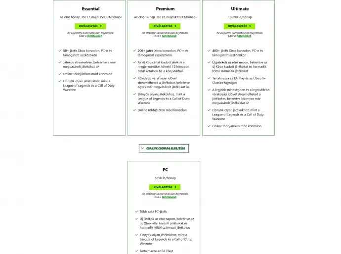 Magyarországon így néznek ki jelenleg az árak – Forrás: Xbox / Microsoft