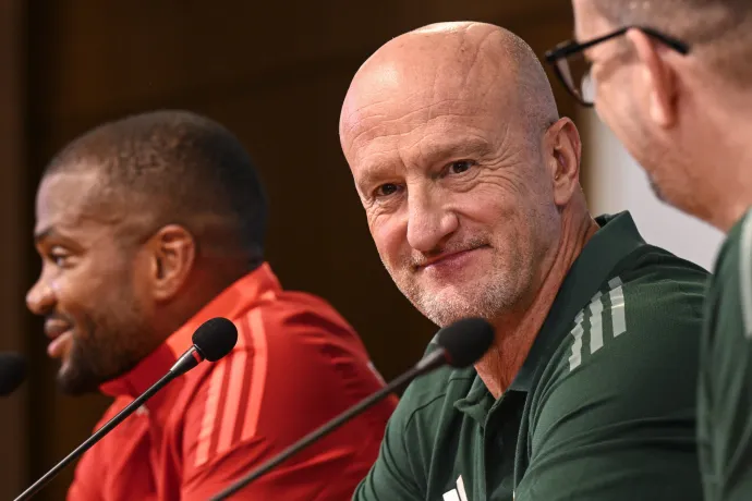 Loic Nego és Marco Rossi 2025. október 13-án Lisszabonban – Fotó: Szigetváry Zsolt / MTI