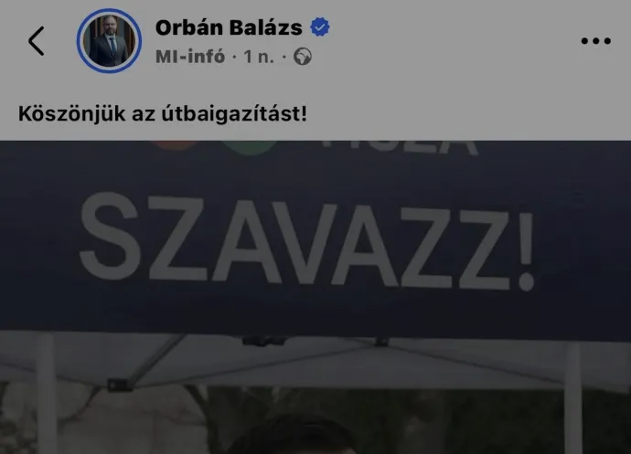Felül a webes, alul a mobilos nézet látható. Az „MI-infó” a közzététel dátuma mellett látható – Fotó: Orbán Balázs / Facebook